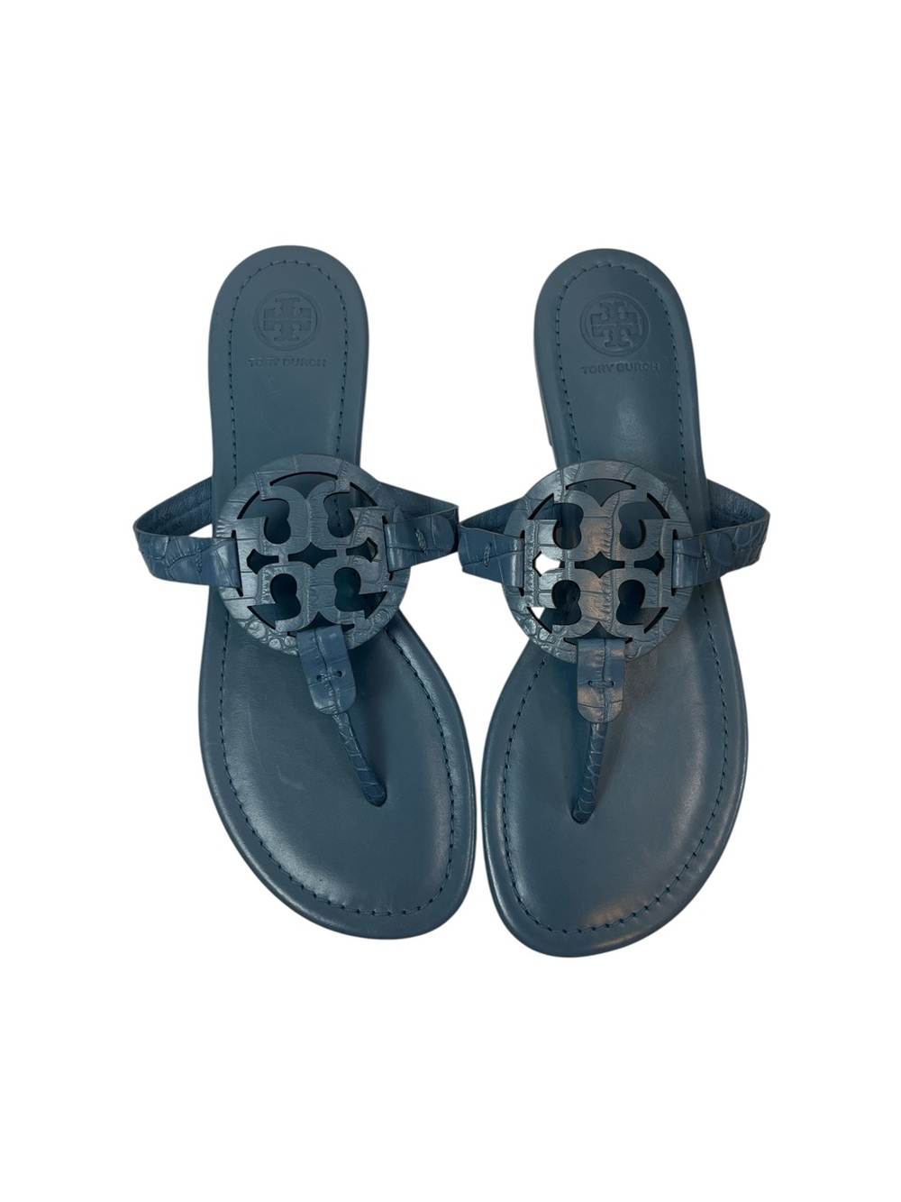 Tory Burch Blue Miller Logo Thong Sandals - Size 8